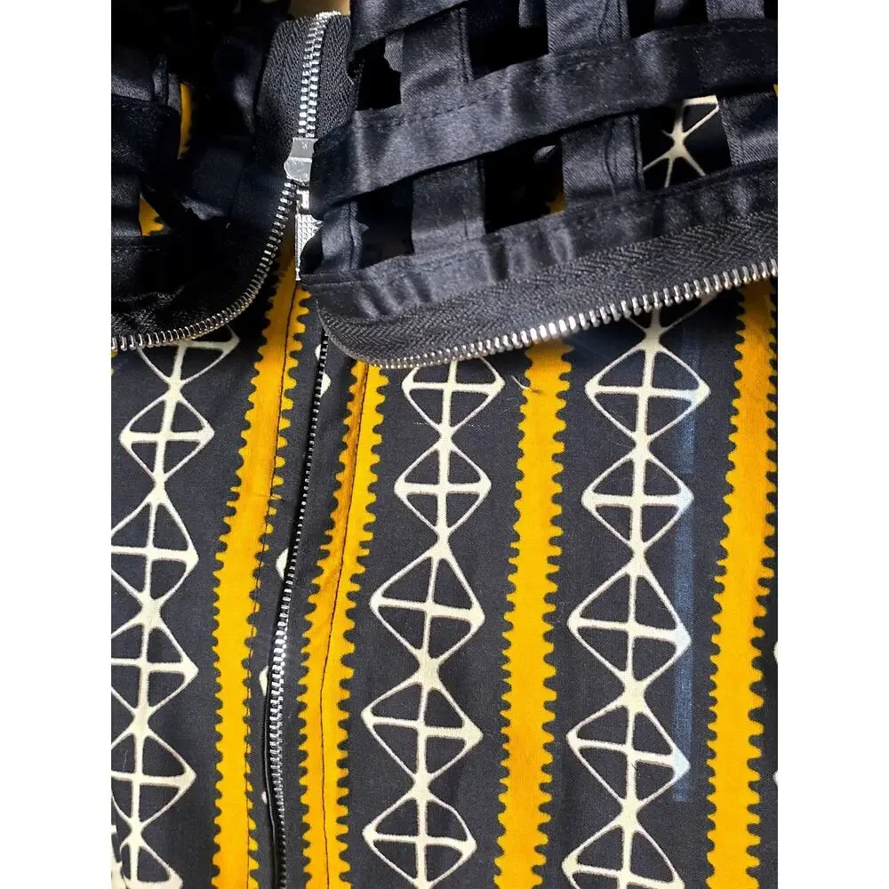 Clatural Black Yellow MESH Avant Garde Handmade Jacket Ghana XL-XXL NWOT